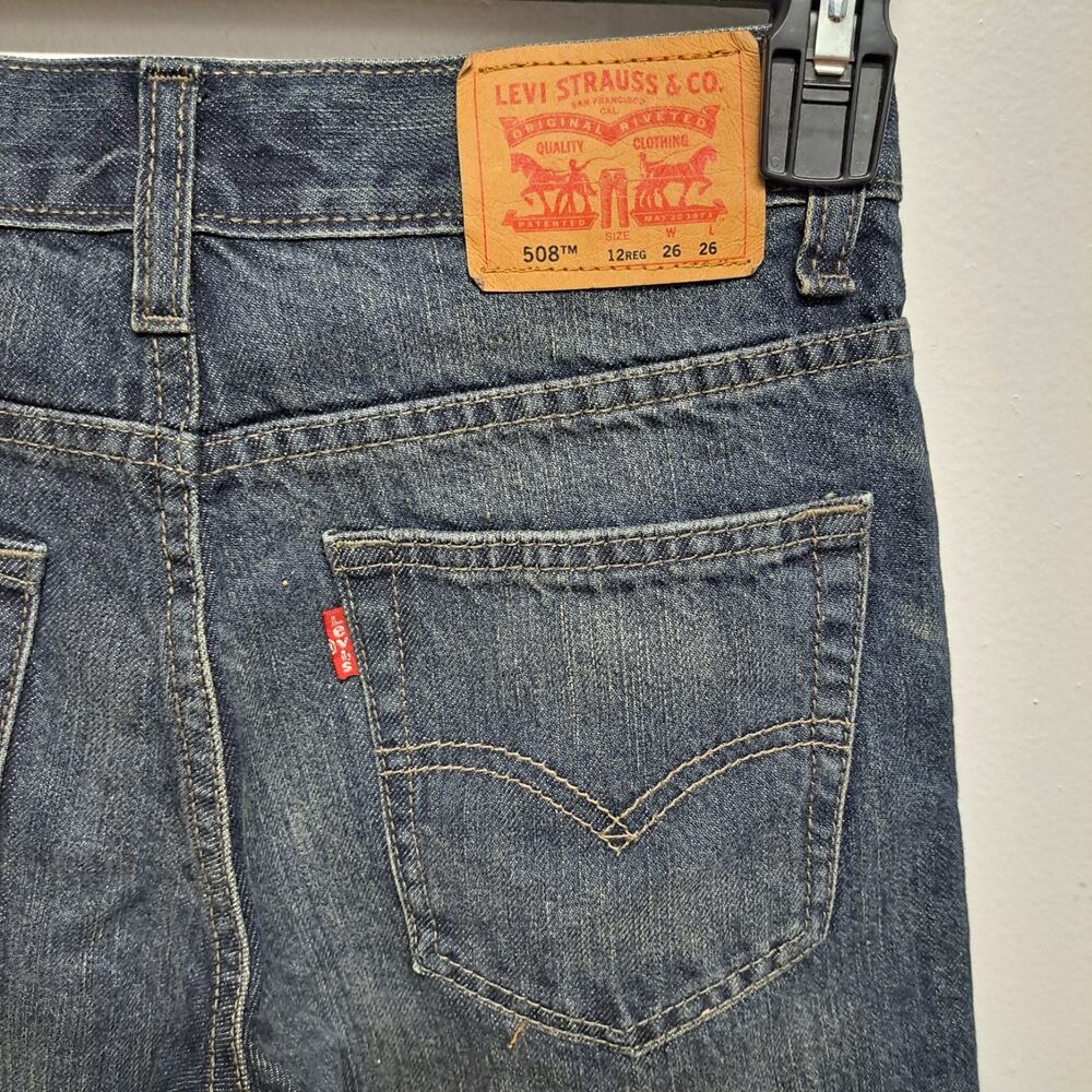 Levi's 508 Taper Fit Youth Jeans Size 12 Reg 26x26 Dark Wash‎ 100% Cotton - Picture 8 of 8